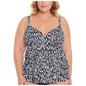SWIM SOLUTIONS Women's Black Stretch Molded Cups Tiered One Piece Swimsuit 8